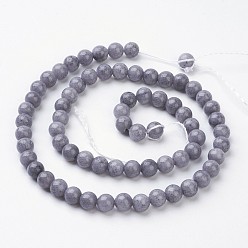 Gray Natural Mashan Jade Round Beads Strands, Dyed, Gray, 6mm, Hole: 1mm, about 69pcs/strand, 15.7 inch