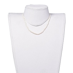 Blanc Colliers de perles d'eau douce naturelle, avec chaînes d'extension en laiton et boîtes à bijoux en papier kraft, blanc, 14.57 pouce (37 cm)