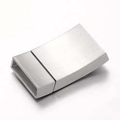 Stainless Steel Color Matte 304 Stainless Steel Rectangle Magnetic Clasps, Stainless Steel Color, 36x20x7mm, Hole: 4x18mm