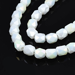 Creamy White Electroplate Glass Beads Strands, AB Color Plated, Faceted, Column, Creamy White, 5.5x5mm, Hole: 1.2mm, about 99pcs/strand, 21.85 inch(55.5cm)