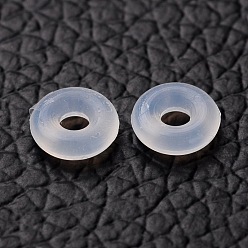 Clear Rubber O Rings, Donut Spacer Beads, Fit European Clip Stopper Beads, Clear, 6x2mm, Hole: 3mm