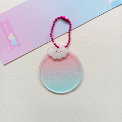 Cloud Ébauches de porte-clés pendentif disque de bricolage acrylique progressif, avec des chaînes à boules de couleurs aléatoires, plat rond, modèle de nuage, 5 cm