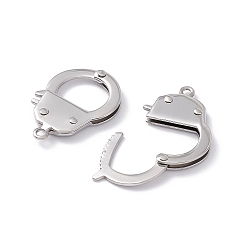 Stainless Steel Color 304 Stainless Steel Handcuff Clasps, Stainless Steel Color, 25x18x3mm, Hole: 2mm