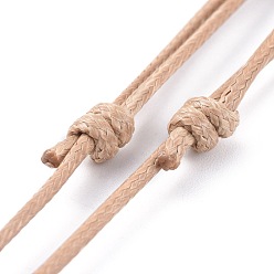 Blé Fabrication de collier de corde de polyester ciré coréen réglable, avec 304 fermoirs à griffe de homard en acier inoxydable et pinces de serrage, blé, 21.26 pouces ~ 27.32 pouces (54~69.4 cm)