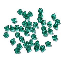 Green Transparent Czech Glass Beads, Flower, Green, 6.5x5mm, Hole: 0.8mm, about 357~363pcs/bag