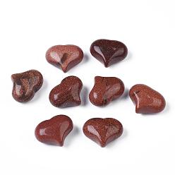 Goldstone Synthetic Goldstone Beads, No Hole/Undrilled, Heart, 20x25x11~13mm