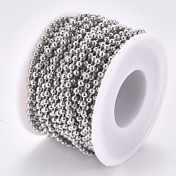 Stainless Steel Color 304 Stainless Steel Ball Chains, with Spool, Stainless Steel Color, 3mm, about 32.8 Feet(10m)/roll