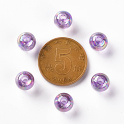 Lilac Transparent Acrylic Beads, AB Color Plated, Round, Lilac, 8x7mm, Hole: 2mm, about 1745pcs/500g