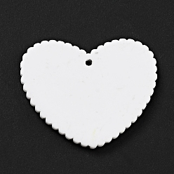 Noir Pendentifs acryliques imprimés, coeur avec motif de branche, noir, 26x31.5x2mm, Trou: 1.5mm