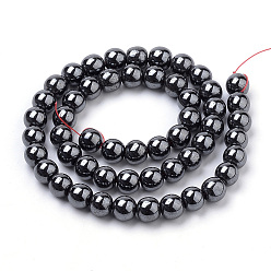 Non-magnetic Hematite Non-magnetic Synthetic Hematite Beads Strands, Round, 8mm, Hole: 1mm, about 50pcs/strand, 15.7 inch