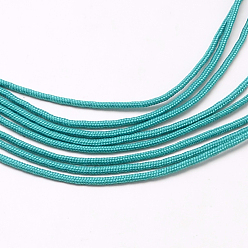 Dark Cyan Polyester & Spandex Cord Ropes, 16-Ply, Dark Cyan, 2mm, about 109.36 yards(100m)/bundle