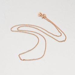 Rose Gold 925 Sterling Silver Rolo Chain Necklaces, with Spring Ring Clasps, Thin Chain, Rose Gold, 18 inch, 1mm