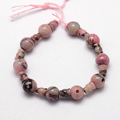 Rhodonite Natural Rhodonite 3-Hole Guru Bead Strands, for Buddhist Jewelry Making, T-Drilled Beads, 16.5~18mm, Hole: 2~3mm, 2pcs/set, 10sets/strand, 6.5 inch