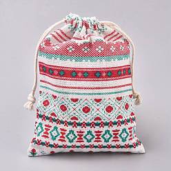 Colorful Burlap Packing Pouches, Drawstring Bags, Colorful, 17.3~18.2x13~13.4cm