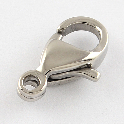 Stainless Steel Color Polished 304 Stainless Steel Lobster Claw Clasps, Stainless Steel Color, 10x6.5x3mm, Hole: 1mm
