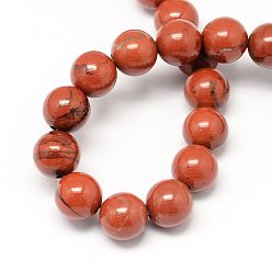 Red Jasper Natural Red Jasper Bead Strands, Round, 10mm, Hole: 1mm, about 40pcs/strand, 15.7 inch