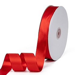Красный Однотонная атласная лента, новогодняя лента для поделок из бантов, подарки вечеринка свадебное украшение, красные, 1 дюйм (25~26 мм), о 100yards / рулон (91.44 м / рулон)