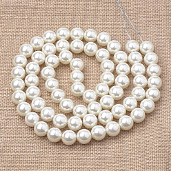 Beige Eco-Friendly Plastic Imitation Pearl Beads Strands, High Luster, Grade A, Round, Beige, 8mm, Hole: 1.5mm, about 140pcs/strand, 44 inch