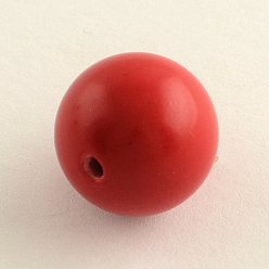 Brique Rouge Perles rondes de cinabre, firebrick, 6mm, Trou: 1.5mm