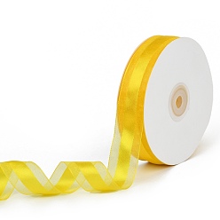 Gold Solid Color Organza Ribbons, for Party Decoration, Gift Packing, Gold, 1"(25mm), about 50yard/roll(45.72m/roll)