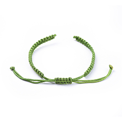Светло-зеленый Коричневый Плетеные шнур нейлона для поделок браслет решений, оливковый, 145~155x5x2 мм, отверстие : 2~4 мм