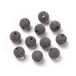 Gray Unwaxed Natural Lava Rock Beads, for Perfume Essential Oil Beads, Aromatherapy Beads, Dyed, Round, Gray, 8.5mm, Hole: 1.5~2mm