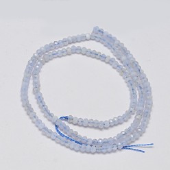 Agate Naturelle Brins de perles rondelles naturelles d'agate bleu clair à facettes, 3x2mm, Trou: 1mm, Environ 180 pcs/chapelet, 15.5 pouce