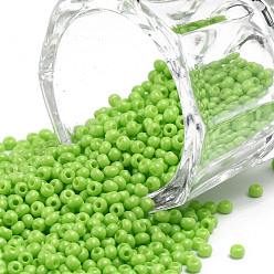 Green Yellow 11/0 Grade A Round Glass Seed Beads, Baking Paint, Green Yellow, 2.3x1.5mm, Hole: 1mm, about 48500pcs/pound