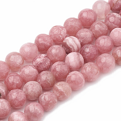 Chalcedony Natural Chalcedony Beads Strands, Imitation Rhodochrosite, Dyed & Heated, Round, 6~7mm, Hole: 1mm, about 60~67pcs/strand, 15.7 inch