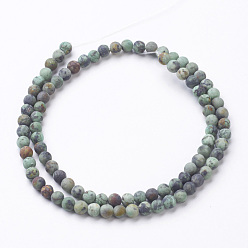 African Turquoise(Jasper) Natural African Turquoise(Jasper) Bead Strands, Frosted, Round, 4mm, Hole: 1mm, about 88pcs/strand, 14.96 inch
