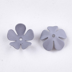 Gray Spray Painted Eco-Friendly Iron Bead Caps, 5-Petal Flower, Gray, 8x8.5x4mm, Hole: 0.8mm