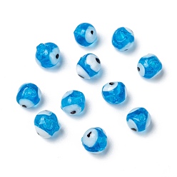 Bleu Ciel Perles lampwork, perles au chalumeau, faits à la main, mauvais œil, bleu ciel, 8mm, Trou: 2mm