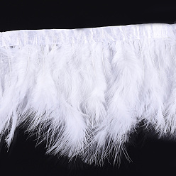 Blanc Garniture de franges de plumes de dinde, accessoires de costumes, teint, blanc, 120~180 mm, environ 2 m / sac
