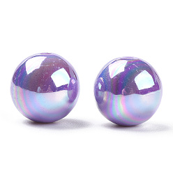 Couleur Mélangete Perles acryliques opaques, de couleur plaquée ab , ronde, couleur mixte, 20x19mm, Trou: 2~3mm, environ111 pcs / 500 g