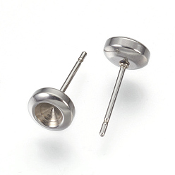 Stainless Steel Color 304 Stainless Steel Post Stud Earring Settings, for Pointed Back Xilion Rivoli Rhinestone, Stainless Steel Color, Fit For: 4mm Rhinestone, 14x6.5mm, Pin: 0.7mm