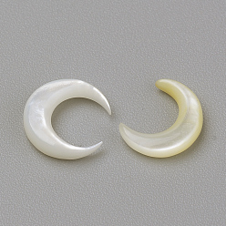 Seashell Color Natural White Shell Mother of Pearl Shell Cabochons, Moon, Seashell Color, 8x7.5x2mm