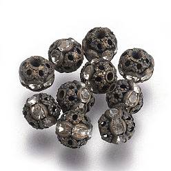 Crystal Brass Rhinestone Beads, Grade A, Nickel Free, Antique Bronze Metal Color, Round, Crystal, 6mm, Hole: 1mm