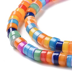 Colorful Natural Trochid Shell Beads Strands, Dyed, Flat Round, Colorful, 4x2~2.5mm, Hole: 0.8mm, about 171~172pcs/strand, 15.55 inch(39.5cm)