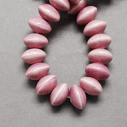 Pale Violet Red Handmade Porcelain Beads, Bright Glazed Porcelain, Rondelle, Pale Violet Red, 15x10mm, Hole: 4mm