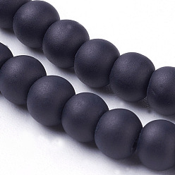 Noir Perles en verre transparentes , givré, ronde, noir, 4mm, Trou: 1.1~1.6mm, Environ 200 pcs/chapelet, 31.4 pouce