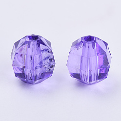 Сине-фиолетовый Прозрачные акриловые бусины, граненые, круглые, синий фиолетовый, 8x7 мм, Отверстие : 1.5 мм , около 1920 шт / 500 г