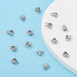 Stainless Steel Color 304 Stainless Steel Bead Tips, Calotte Ends, Clamshell Knot Cover, Stainless Steel Color, 8x4mm, Hole: 2mm