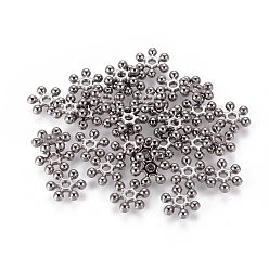 Gunmetal Zinc Alloy Beads Spacers, Cadmium Free & Lead Free, with One Hole, Snowflake, Gunmetal, 10x2.5mm, Hole: 1.5mm