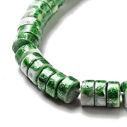 Lime Vert Brins de perles d'howlite naturelle galvanisées, demi-plaqué, plat rond, lime green, 4x1.5~2mm, Trou: 1mm, Environ 194~199 pcs/chapelet, 15.35'' (39 cm)