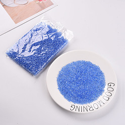 Cornflower Blue Glass Seed Beads, Trans. Colours Lustered, Round, Cornflower Blue, 4mm, Hole: 1.5mm, about 500pcs/50g, 50g/bag, 18bags/2pounds