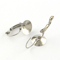 Stainless Steel Color Smooth Surface 304 Stainless Steel Leverback Earring Findings, Stainless Steel Color, 22x12mm, Fit for 12mm Rhinestone, Pin: 0.8mm