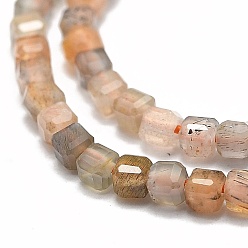Multi-Moonstone Natural Multi-Moonstone Beads Strands, Cube, 2x2x2mm, Hole: 0.6mm, about 173pcs/strand, 15.55''(39.5cm)