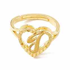 Letter J Real 18K Gold Plated Brass Alphabet Adjustable Rings, Heart with Initial Promise Ring for Women, Cadmium Free & Lead Free, Letter.J, US Size 5 1/4(15.9mm)