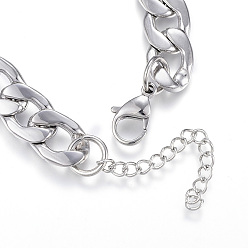 Stainless Steel Color 304 Stainless Steel Bracelets, with Curb Chain, Stainless Steel Color, 200mm(7-7/8 inch)