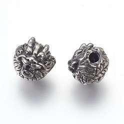 Antique Silver 304 Stainless Steel Beads, Dragon, Antique Silver, 10x10x10mm, Hole: 2mm